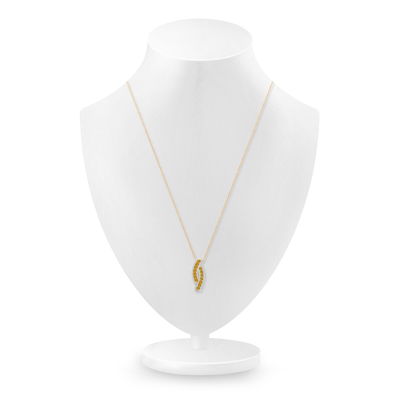 Main Image 3 of Kallati Yellow & White Diamond Pendant Necklace 1 ct tw Round 14K Yellow Gold 18"