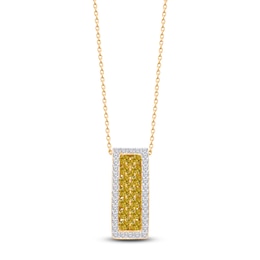 Kallati Yellow & White Diamond Pendant Necklace 1 ct tw Round 14K Yellow Gold 18"