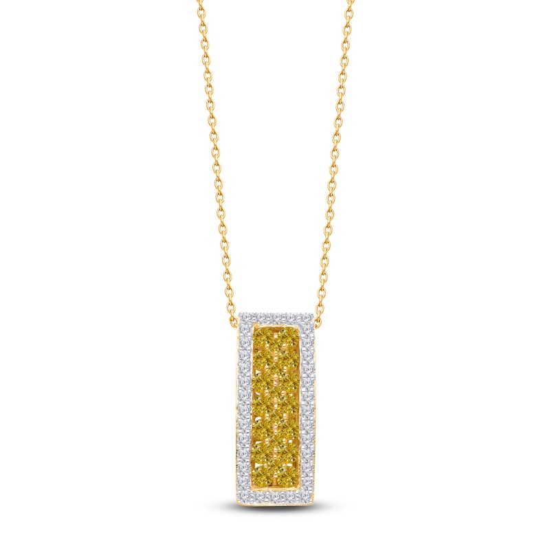 Main Image 1 of Kallati Yellow & White Diamond Pendant Necklace 1 ct tw Round 14K Yellow Gold 18"