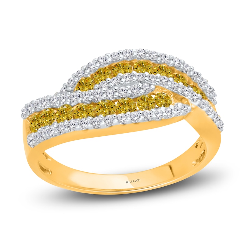 Main Image 1 of Kallati Yellow & White Diamond Ring 1 ct tw Round 14K Yellow Gold