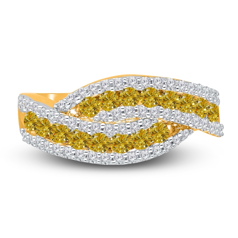 Main Image 2 of Kallati Yellow & White Diamond Ring 1 ct tw Round 14K Yellow Gold