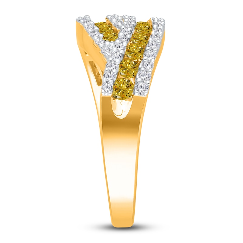 Main Image 3 of Kallati Yellow & White Diamond Ring 1 ct tw Round 14K Yellow Gold