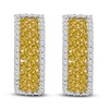 Thumbnail Image 1 of Kallati Yellow & White Diamond Hoop Earrings 1-3/8 ct tw Round 14K Yellow Gold