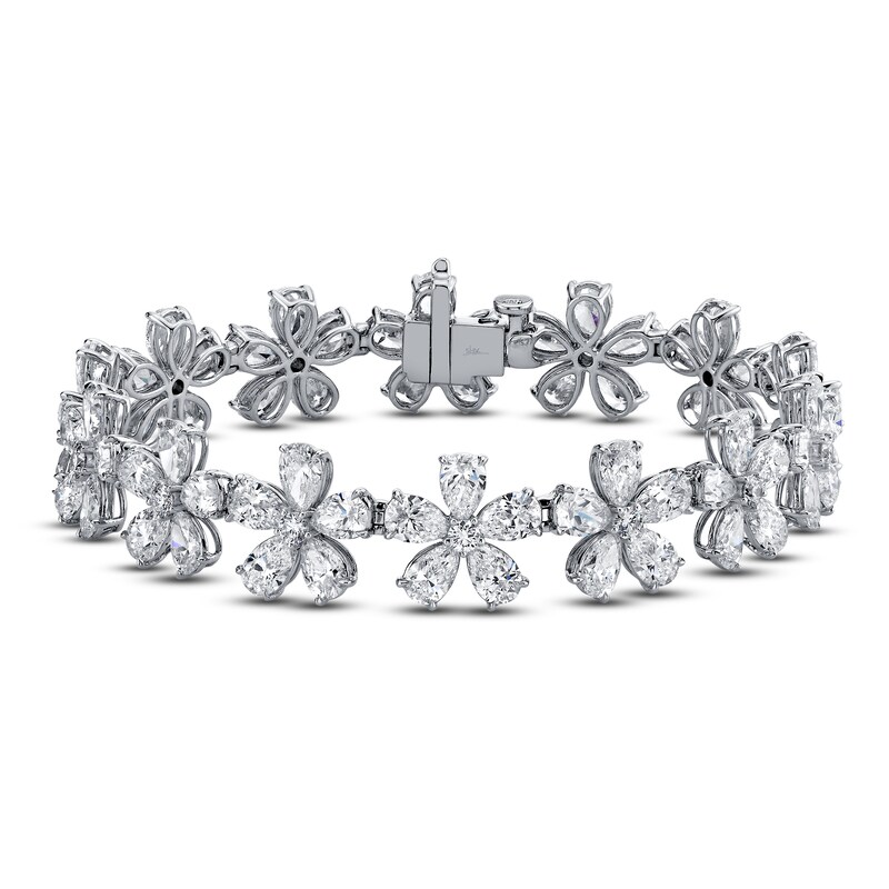 Main Image 1 of Jared Atelier X Shy Diamond Flower Bracelet 22-3/4 ct tw Pear/Round 18K White Gold 7"