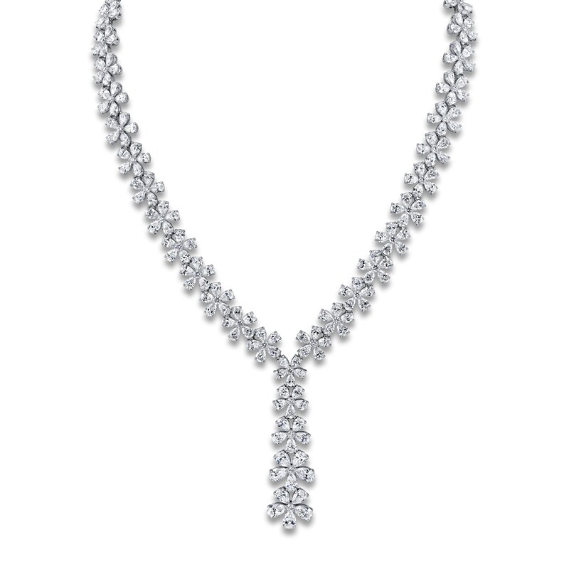 Main Image 1 of Jared Atelier X Shy Diamond Flower Necklace 60-7/8 ct tw Pear/Round 18K White Gold 18"