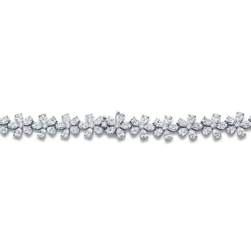 Main Image 3 of Jared Atelier X Shy Diamond Flower Necklace 60-7/8 ct tw Pear/Round 18K White Gold 18"