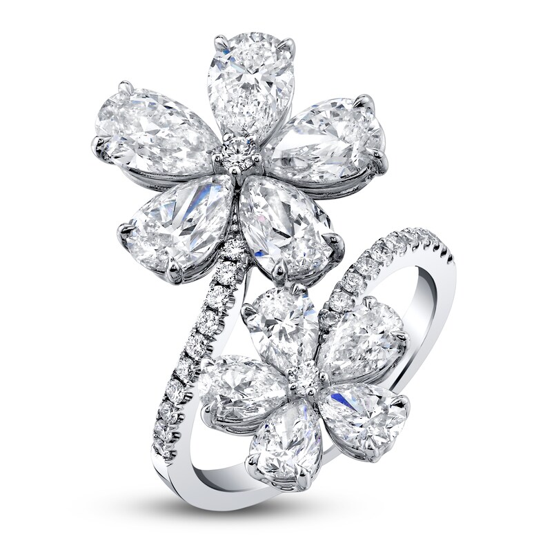Main Image 2 of Jared Atelier X Shy Diamond Flower Ring 5-1/3 ct tw Pear/Round 18K White Gold