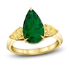 Thumbnail Image 1 of Jared Atelier X Shy Pear-Shaped Natural Emerald & Yellow Diamond Ring 7/8 ct tw 18K Yellow Gold