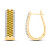 Thumbnail Image 3 of Kallati Yellow & White Diamond Multi-Row Hoop Earrings 1 ct tw Round 14K Yellow Gold