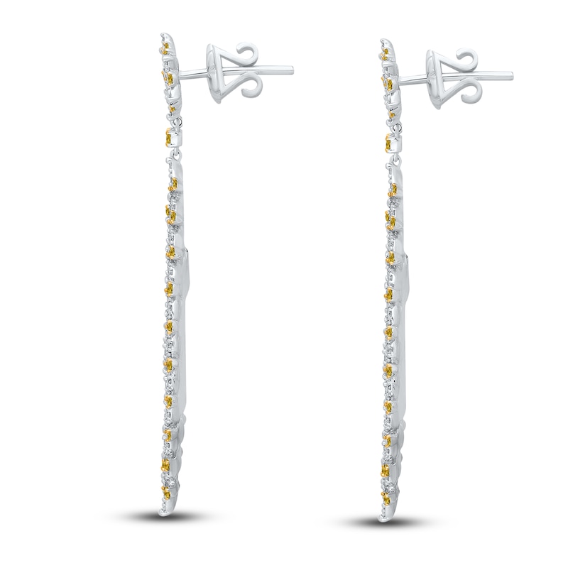 Main Image 2 of Kallati Yellow & White Diamond Drop Earrings 4-1/2 ct tw 14K White Gold