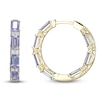 Thumbnail Image 1 of Rectangle-Cut Natural Tanzanite & Diamond Hoop Earrings 1/5 ct tw 10K Yellow Gold