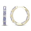 Thumbnail Image 0 of Rectangle-Cut Natural Tanzanite & Diamond Hoop Earrings 1/5 ct tw 10K Yellow Gold