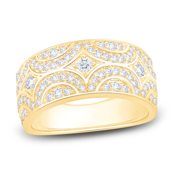 Diamond Pattern Anniversary Ring 34 ct tw 14K Yellow Gold