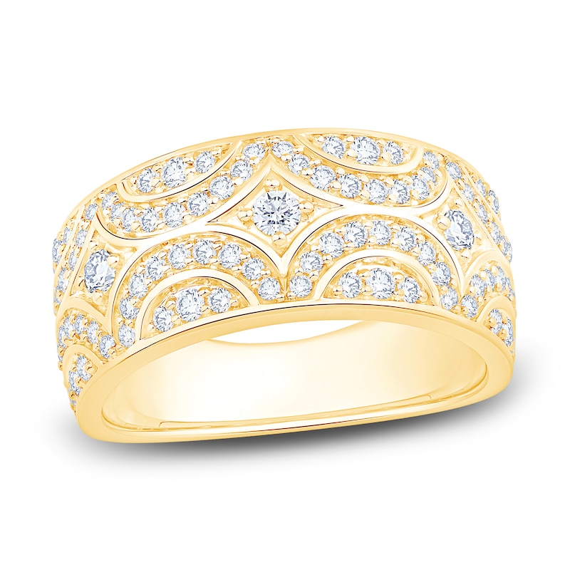 Brilliant Moments Diamond Pattern Anniversary Ring 3/4 ct tw 14K Yellow Gold