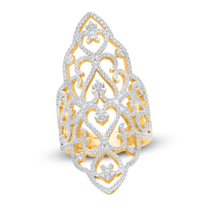 Main Image 1 of Kallati Diamond Scrollwork Elongated Fashion Ring 1-1/3 ct tw 14K Yellow Gold