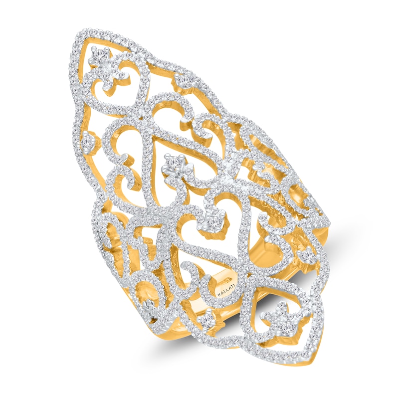 Main Image 3 of Kallati Diamond Scrollwork Elongated Fashion Ring 1-1/3 ct tw 14K Yellow Gold