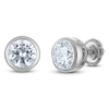 Thumbnail Image 2 of Certified Round-Cut Diamond Bezel-Set Solitaire Stud Earrings 1 ct tw 14K White Gold (I1/I)