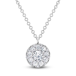 Shy Creation Diamond Halo Necklace 1/2 ct tw 14K White Gold 18" J-SC22008043