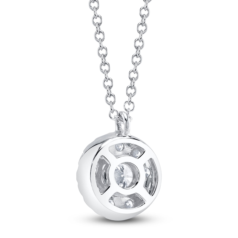 Main Image 3 of Shy Creation Diamond Halo Necklace 1/2 ct tw 14K White Gold 18" J-SC22008043