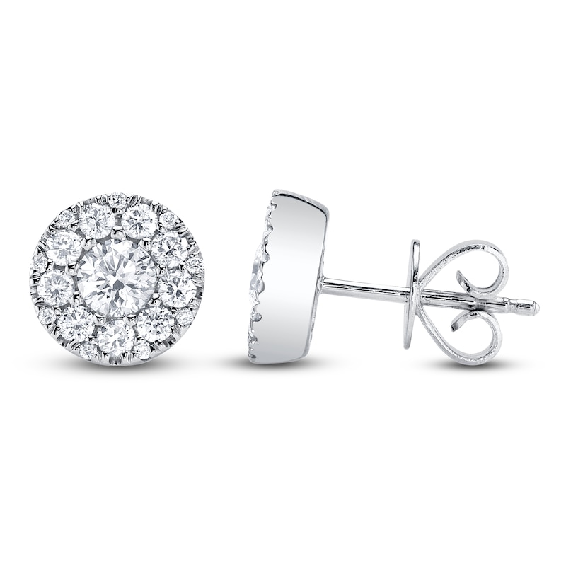 Main Image 1 of Shy Creation Diamond Halo Stud Earrings 1 ct tw 14K White Gold J-SC22008055