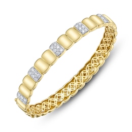 Shy Creation Diamond Grooved Bangle Bracelet 3/4 ct tw 14K Yellow Gold J-SC22009139RDZS