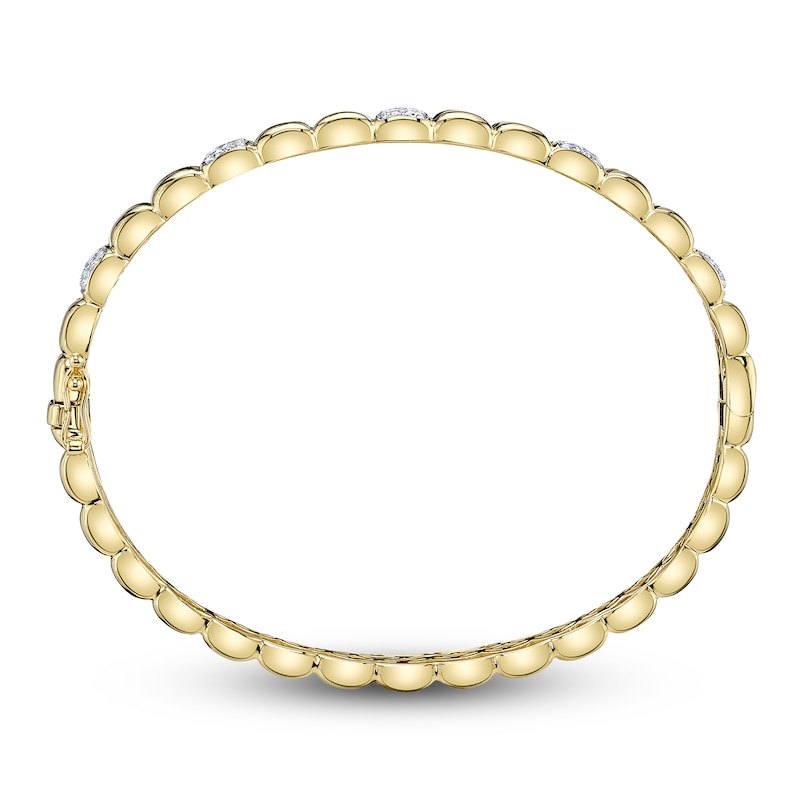 Main Image 2 of Shy Creation Diamond Grooved Bangle Bracelet 3/4 ct tw 14K Yellow Gold J-SC22009139RDZS