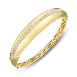 Shy Creation Diamond Domed Bangle Bracelet 7/8 ct tw 14K Yellow Gold J-SC22009142ZS