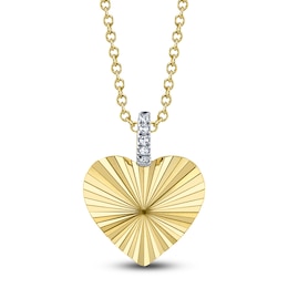 Shy Creation Diamond Accent Textured Heart Necklace 14K Yellow Gold 18" J-SC22009478RD