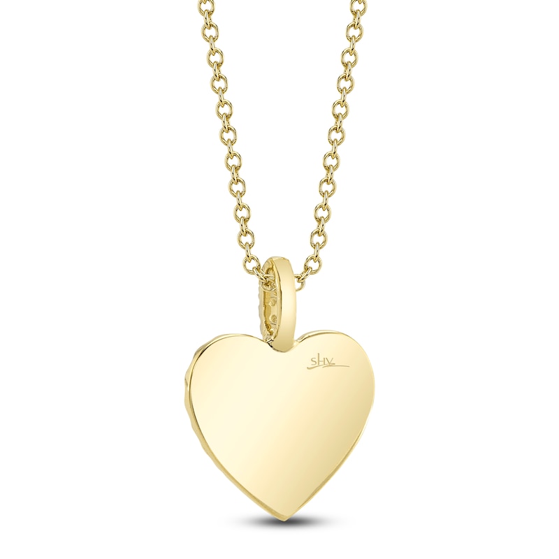 Main Image 2 of Shy Creation Diamond Accent Textured Heart Necklace 14K Yellow Gold 18" J-SC22009478RD