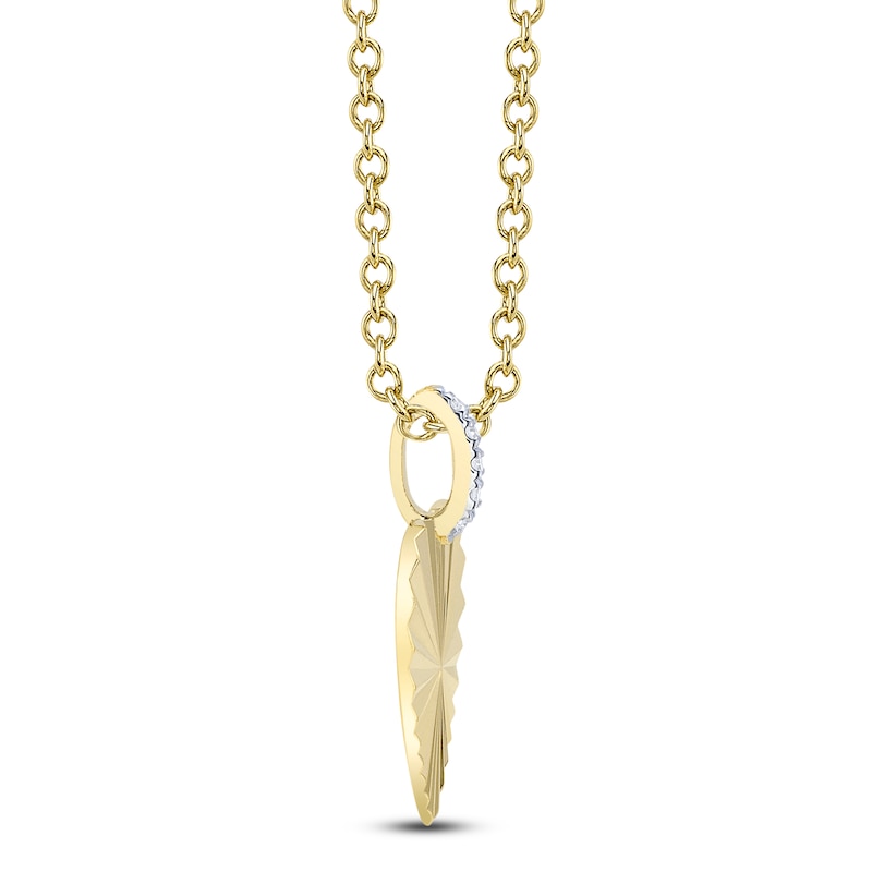 Main Image 3 of Shy Creation Diamond Accent Textured Heart Necklace 14K Yellow Gold 18" J-SC22009478RD