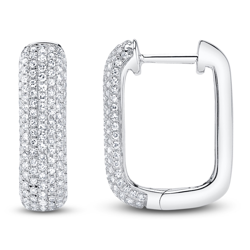 Main Image 1 of Shy Creation Diamond Rectangle Hoop Earrings 1/2 ct tw 14K White Gold J-SC22009499H0.65