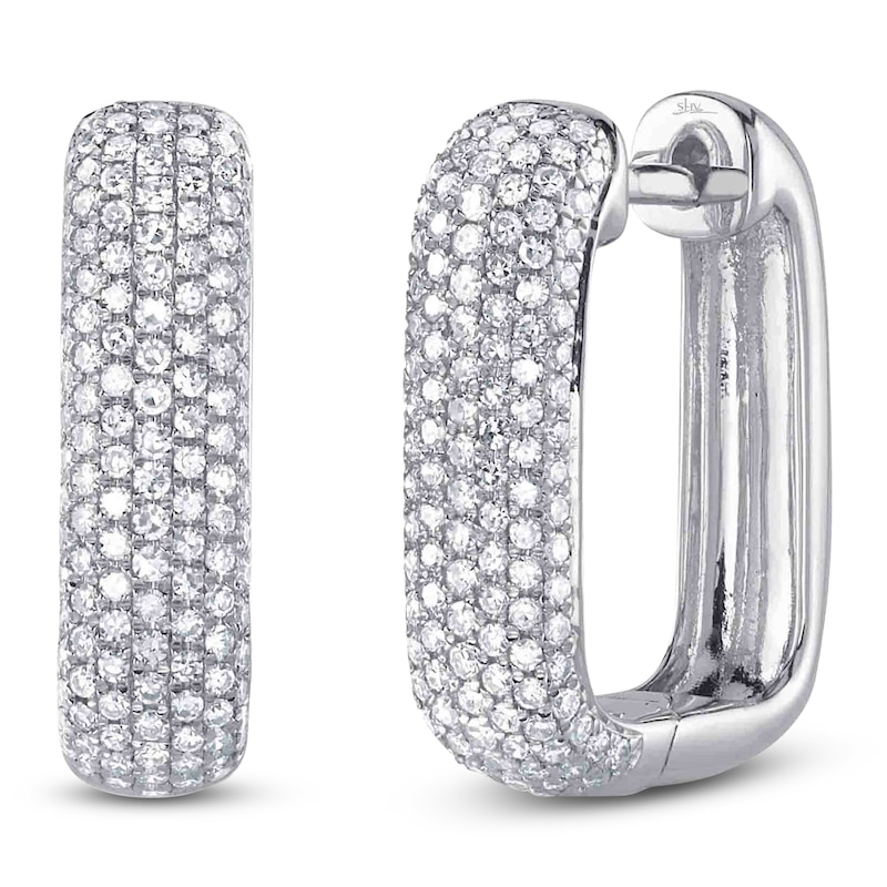 Main Image 2 of Shy Creation Diamond Rectangle Hoop Earrings 1/2 ct tw 14K White Gold J-SC22009499H0.65
