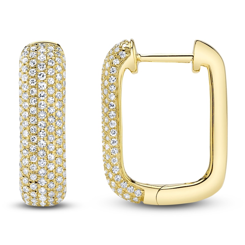 Main Image 1 of Shy Creation Diamond Rectangle Hoop Earrings 1/2 ct tw 14K Yellow Gold J-SC22009500H0.65