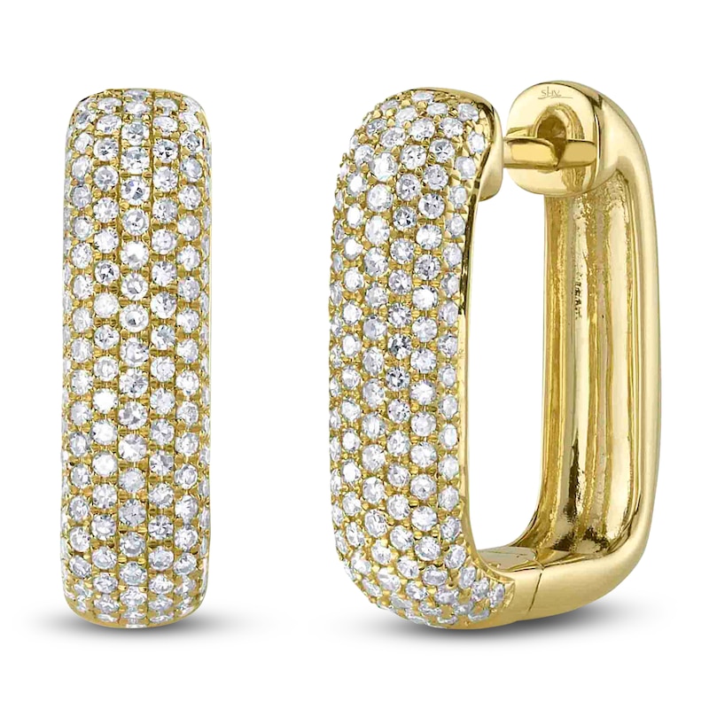 Main Image 2 of Shy Creation Diamond Rectangle Hoop Earrings 1/2 ct tw 14K Yellow Gold J-SC22009500H0.65
