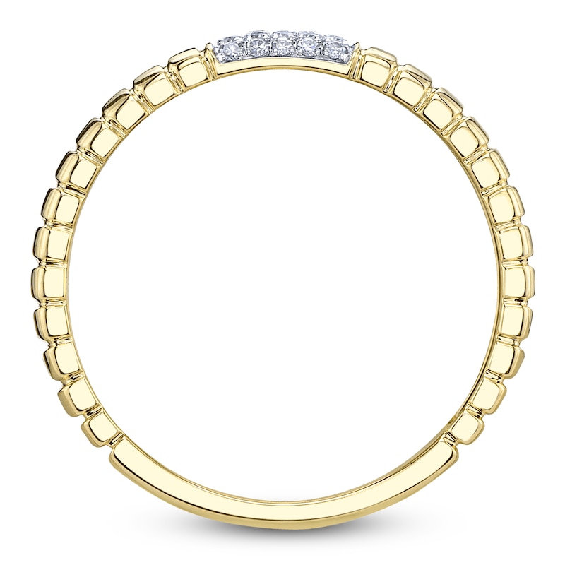 Main Image 3 of Shy Creation Multi-Diamond Rectangle Ribbed Ring 1/20 ct tw 14K Yellow Gold J-SC22009541RD