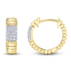 Thumbnail Image 1 of Shy Creation Multi-Diamond Rectangle Ribbed Hoop Earrings 1/15 ct tw 14K Yellow Gold J-SC22009544RD