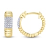 Thumbnail Image 2 of Shy Creation Multi-Diamond Rectangle Ribbed Hoop Earrings 1/15 ct tw 14K Yellow Gold J-SC22009544RD