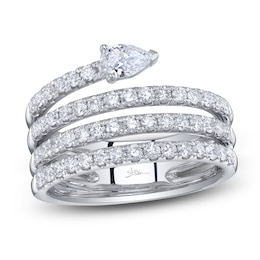 Shy Creation Pear-Shaped Diamond Spiral Ring 1-1/5 ct tw 14K White Gold SC22007573Z7