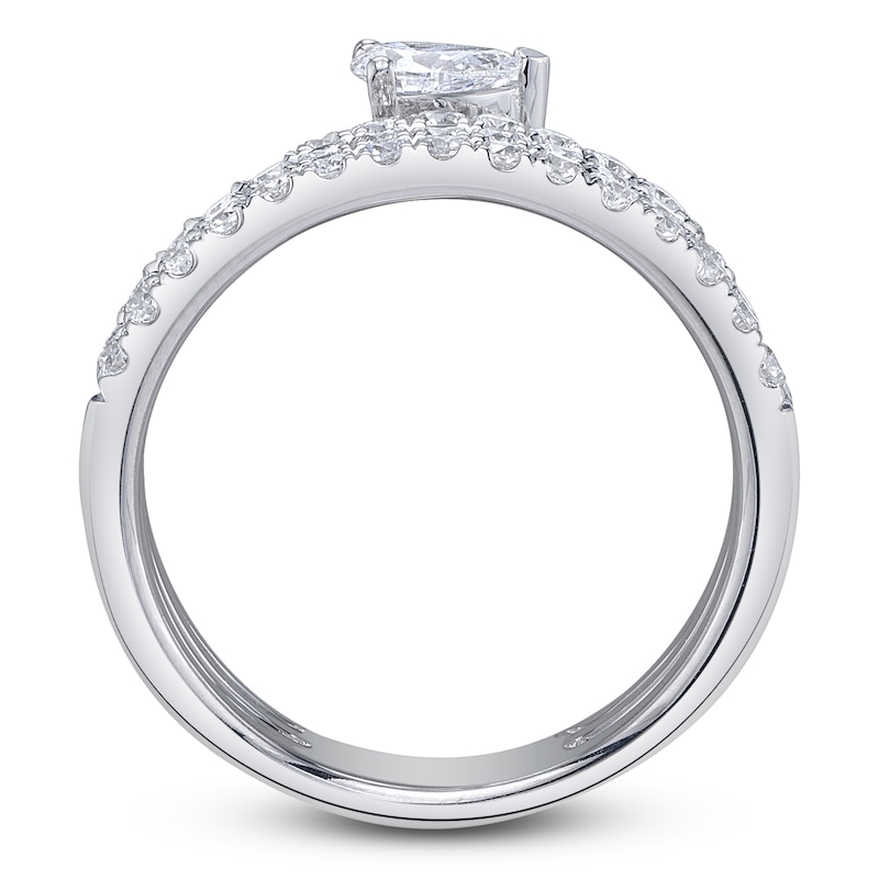Main Image 2 of Shy Creation Pear-Shaped Diamond Spiral Ring 1-1/5 ct tw 14K White Gold SC22007573Z7