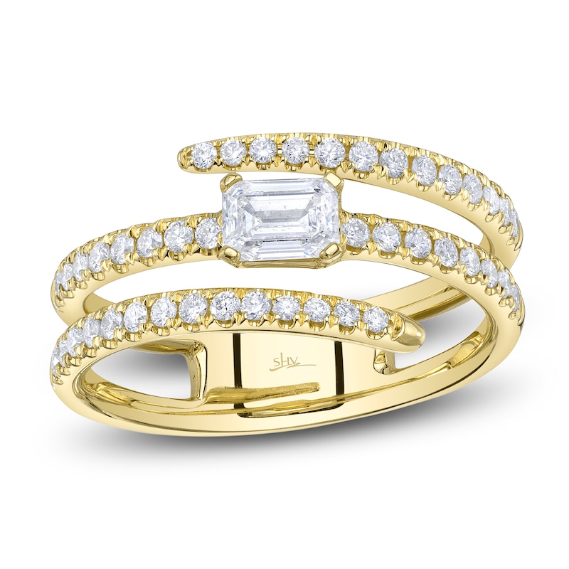 Main Image 1 of Shy Creation Emerald-Cut Diamond Spiral Ring 7/8 ct tw 14K Yellow Gold SC22007592Z7