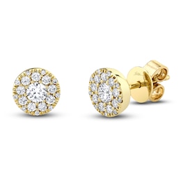 Shy Creation Diamond Halo Earrings 1/2 ct tw 14K Yellow Gold J-SC22008053