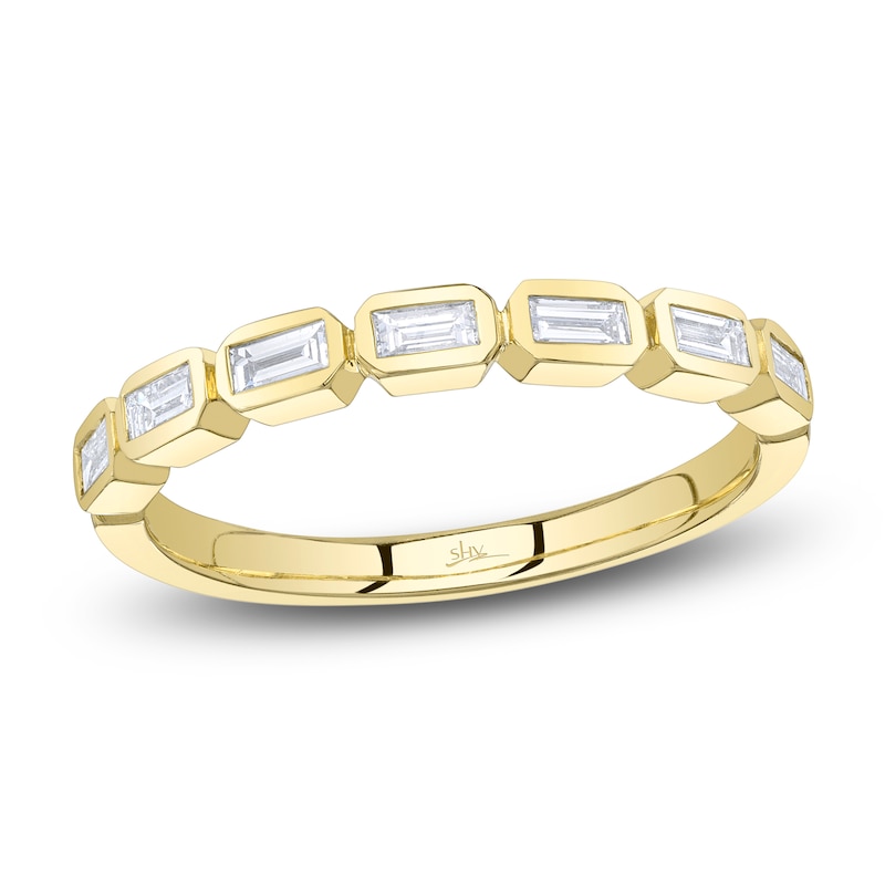 Main Image 1 of Shy Creation Baguette-Cut Diamond Bezel-Set Ring 1/3 ct tw 14K Yellow Gold J-SC22008527Z7