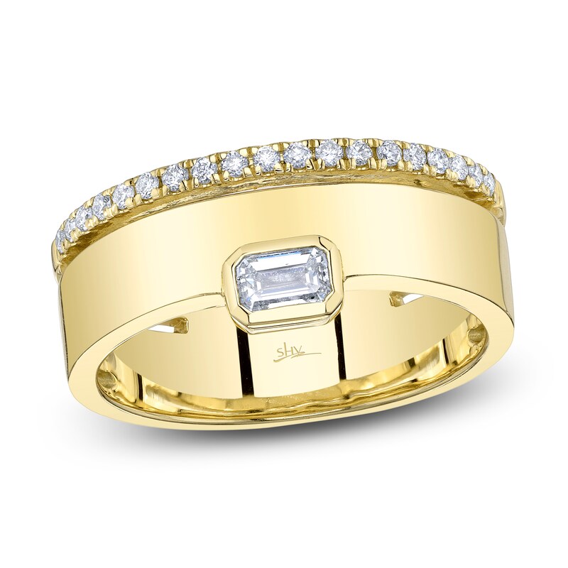 Main Image 1 of Shy Creation Emerald-Cut Diamond Bezel-Set Ring 1/3 ct tw 14K Yellow Gold SC22008536Z7