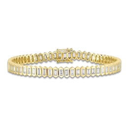 Shy Creation Baguette-Cut Diamond Hexagon Tennis Style Bracelet 2-7/8 ct tw 14K Yellow Gold 7" J-SC22008689