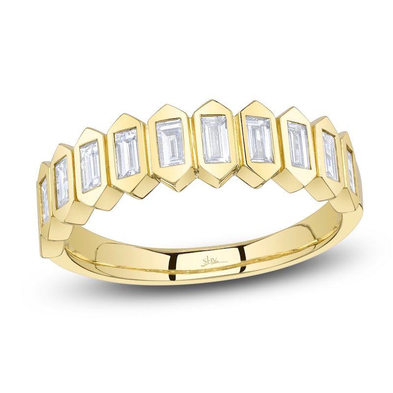 Main Image 1 of Shy Creation Baguette-Cut Diamond Hexagon Ring 5/8 ct tw 14K Yellow Gold SC22008782Z7
