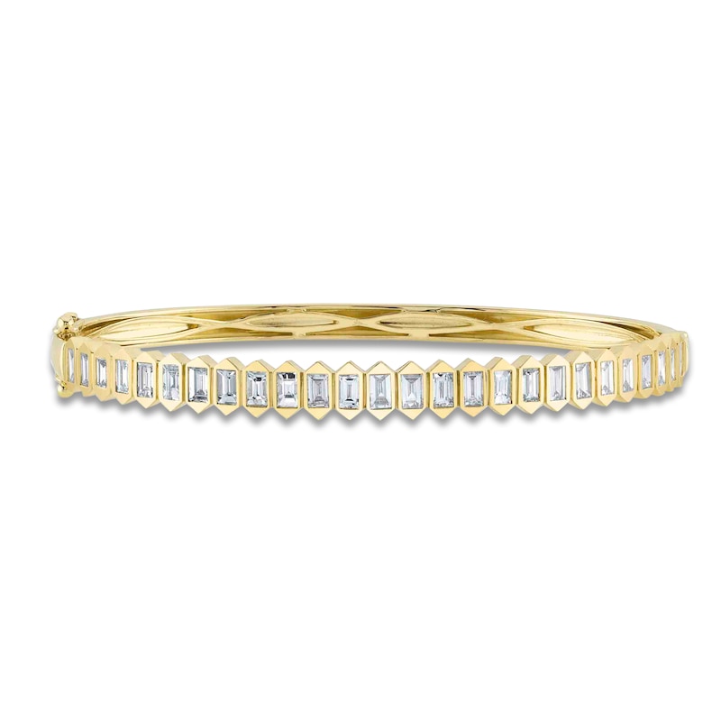 Main Image 1 of Shy Creation Baguette-Cut Diamond Hexagon Link Bangle Bracelet 1-5/8 ct tw 14K Yellow Gold J-SC22008788ZS