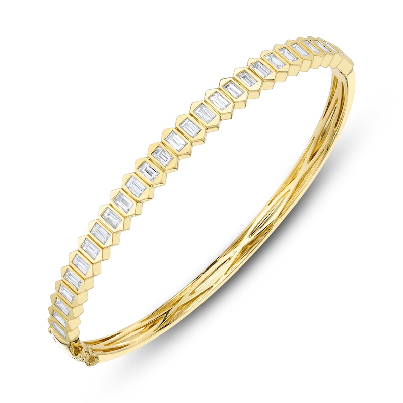 Main Image 2 of Shy Creation Baguette-Cut Diamond Hexagon Link Bangle Bracelet 1-5/8 ct tw 14K Yellow Gold J-SC22008788ZS