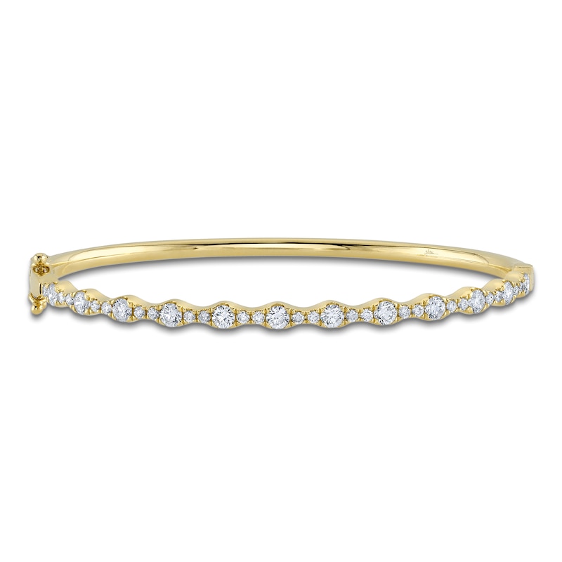 Main Image 1 of Shy Creation Diamond Scalloped Bangle Bracelet 1-1/4 ct tw 14K Yellow Gold J-SC22008806ZS