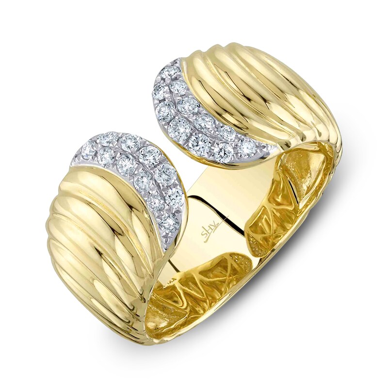 Main Image 2 of Shy Creation Diamond Grooved Cuff Ring 1/5 ct tw 14K Yellow Gold SC22008908RDZ7