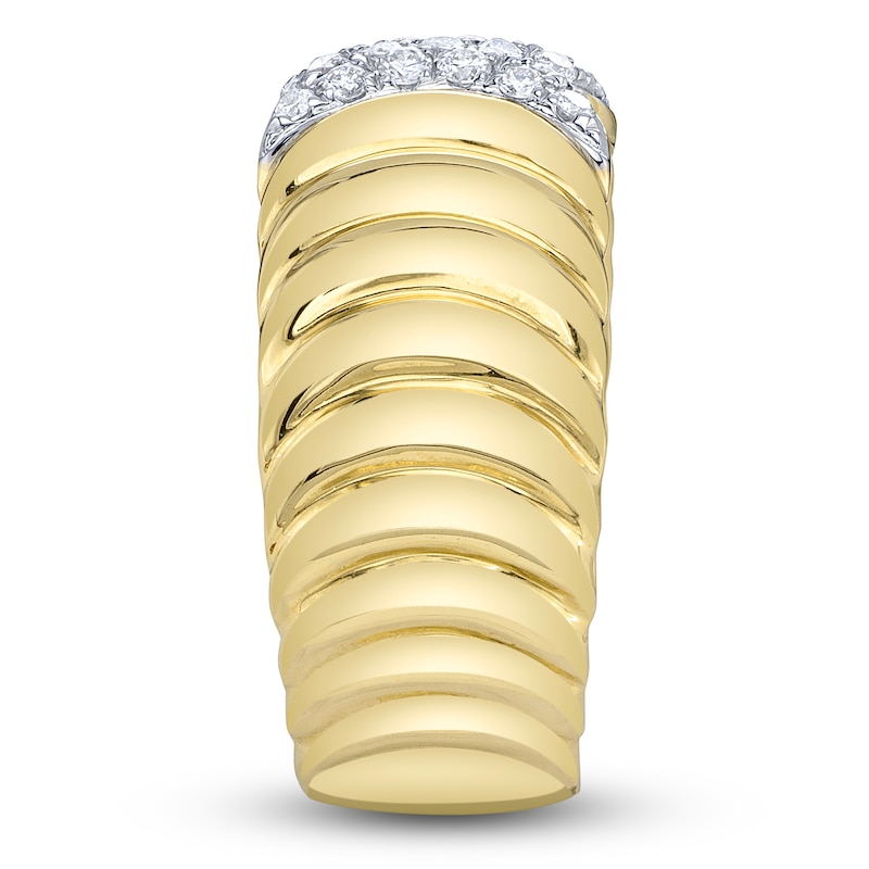 Main Image 3 of Shy Creation Diamond Grooved Cuff Ring 1/5 ct tw 14K Yellow Gold SC22008908RDZ7